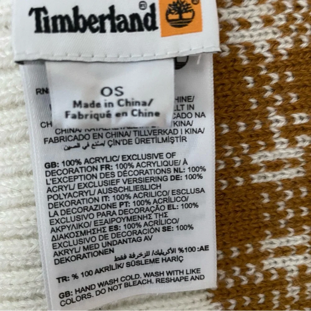 Timberland Buffalo Plaid Knit Scarf Tan Cream